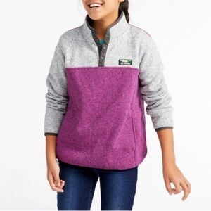 L.L. Bean Girls Sweater Fleece Pullover 5-6 Mulberry/Pewter